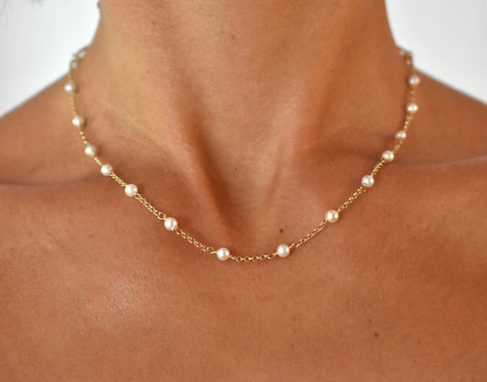Girocollo rosario con perle naturali
